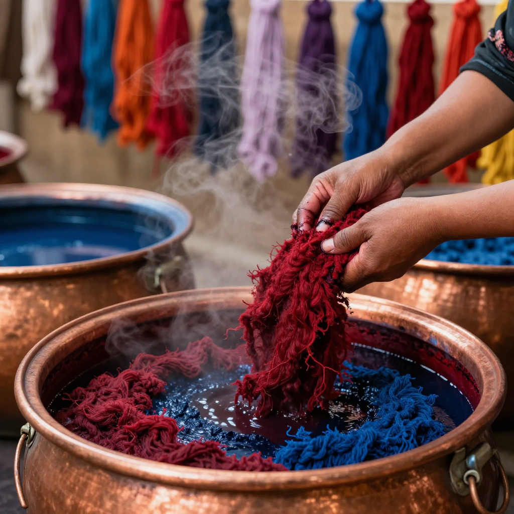 Natural plant-based dyeing process for Tibetan carpet wool